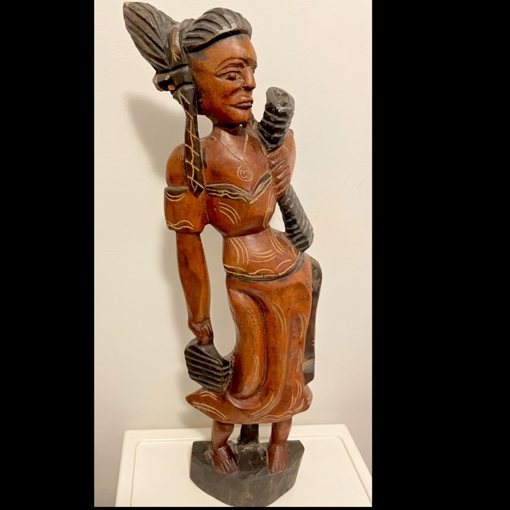 VINTAGE AFRICAN CARVED STATUE AFRICA TRIBAL ETHNIC LARGE WOODEN FIGURE